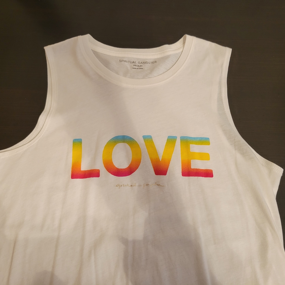 Spiritual Gangster White  Love Muscle Tee